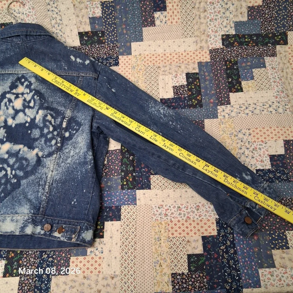Vintage Wrangler Denim Trucker Jacket Upcycled‎ Reworked Bleached Size 42